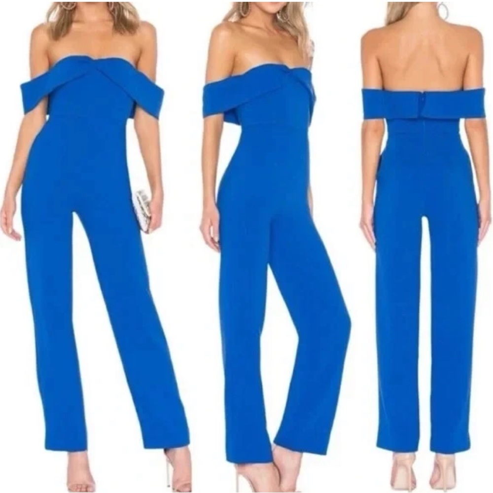 Lovers + Friends Blue Off-Shoulder Jumpsuit
